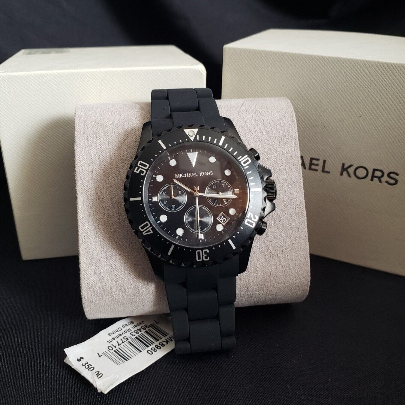 Michael Kors Everest Chronograph Black Dial Black Silicone Strap Watch For Men - MK8980