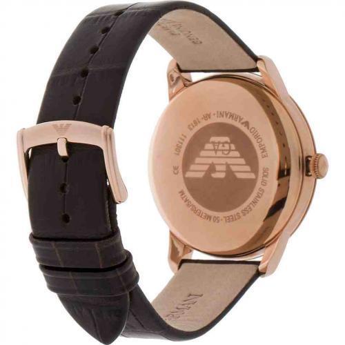 Emporio Armani Classic Quartz Brown Dial Brown Leather Strap Watch For Men - AR1613