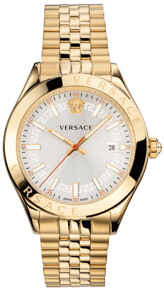 Versace Hellenyium Analog White Dial Gold Steel Strap Watch for Men - VEVK00720