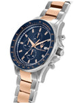 Maserati SFIDA Chronograph Blue Dial Two Tone Steel Strap Watch For Men - R8873640012