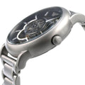 Emporio Armani Meccanico Automatic Skeleton Black Dial Silver Steel Strap Watch For Men - AR60021