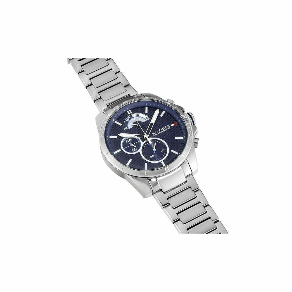 Tommy Hilfiger Decker Quartz Blue Dial Silver Steel Strap Watch for Men - 1791348