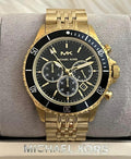 Michael Kors Bayville Chronograph Black Dial Gold Steel Strap Watch For Men - MK8726