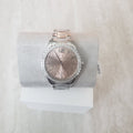 Michael Kors Layton Three Hand Pink Dial Silver Steel Strap Watch For Women - MK7298