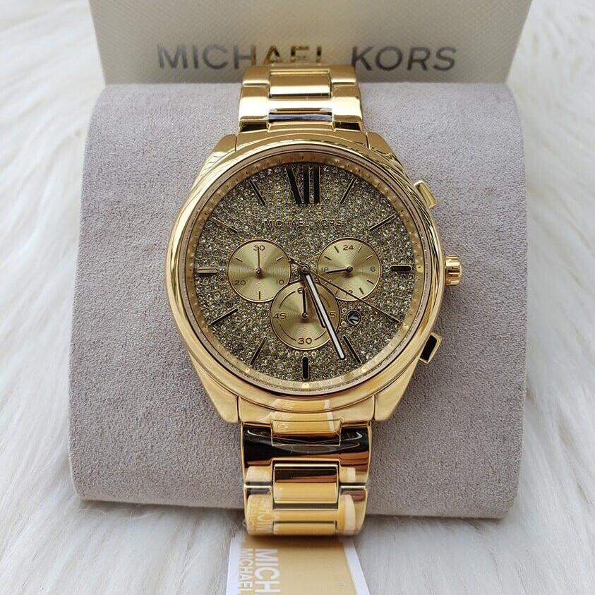 Michael Kors Janelle Chronograph Gold Dial Gold Steel Strap Watch For Men - MK8995