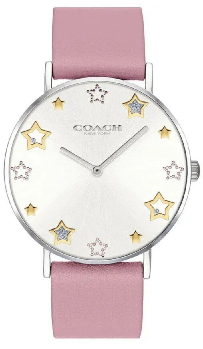 Coach Perry White Dial Pink Leather Strap Watch for Women - 14503243