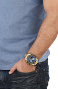 Versace V-Ray Chronograph Quartz Blue Dial Two Tone Steel Strap Watch For Men - VE2I01021