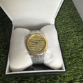 Gucci 25H Quartz Gold Dial Silver Steel Strap Watch for Men - YA163405