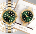 Versace Hellenyium Quartz Green Dial Two Tone Steel Strap Watch For Men - VE3A00720