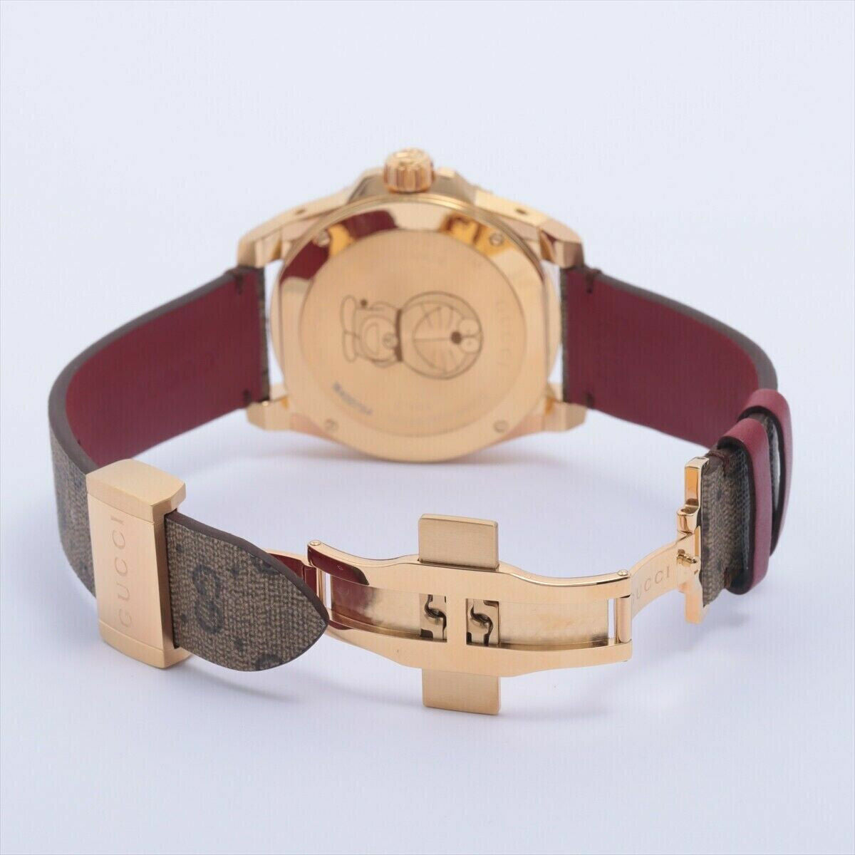 Gucci Dive Doraemon Quartz Brown Dial Brown Leather Strap Watch For Men - YA136335