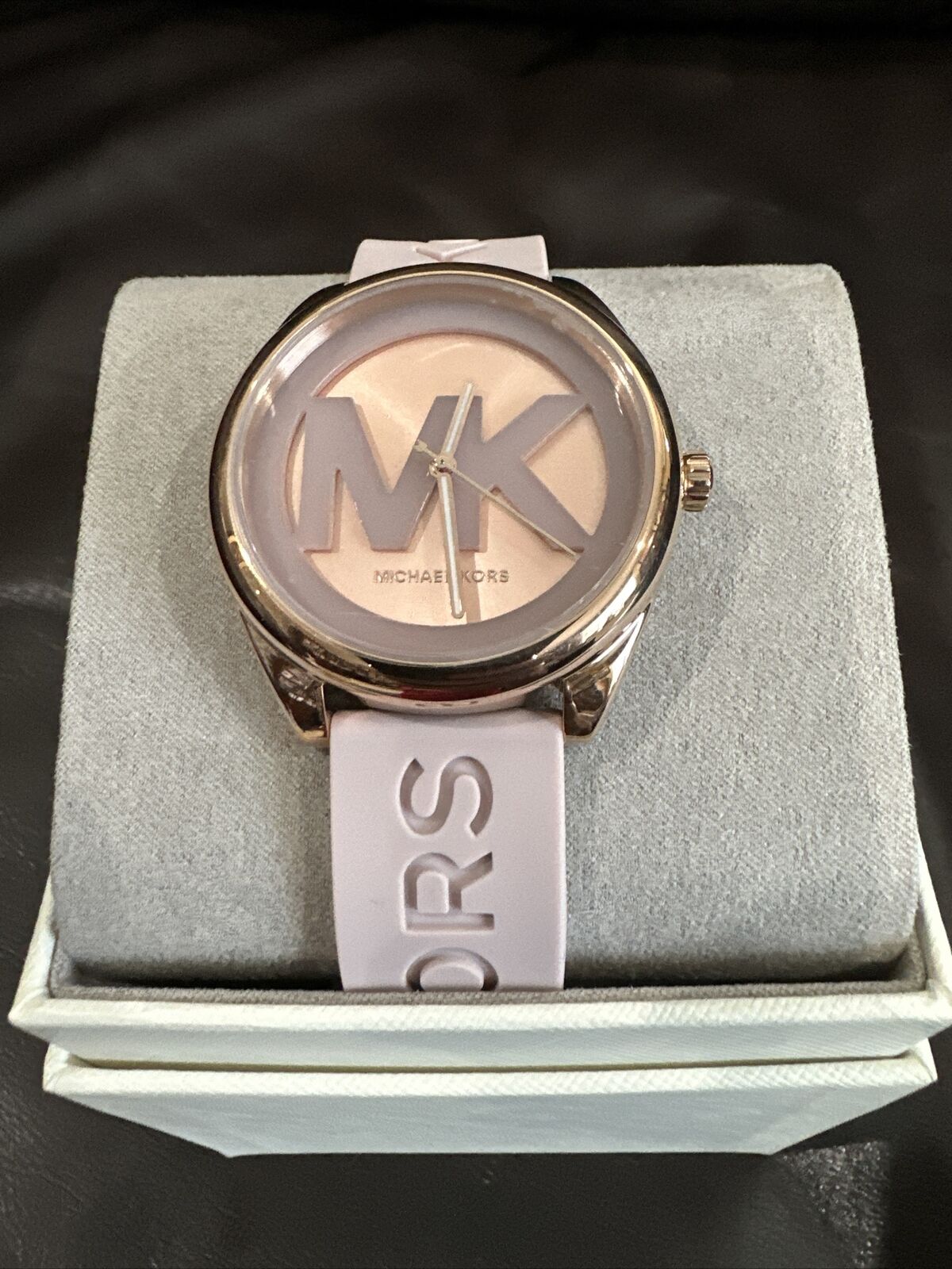 Michael Kors Janelle Three Hand Rose Gold Dial Pink Rubber Strap Watch For Women - MK7139