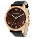 Emporio Armani Classic Quartz Brown Dial Brown Leather Strap Watch For Men - AR1613