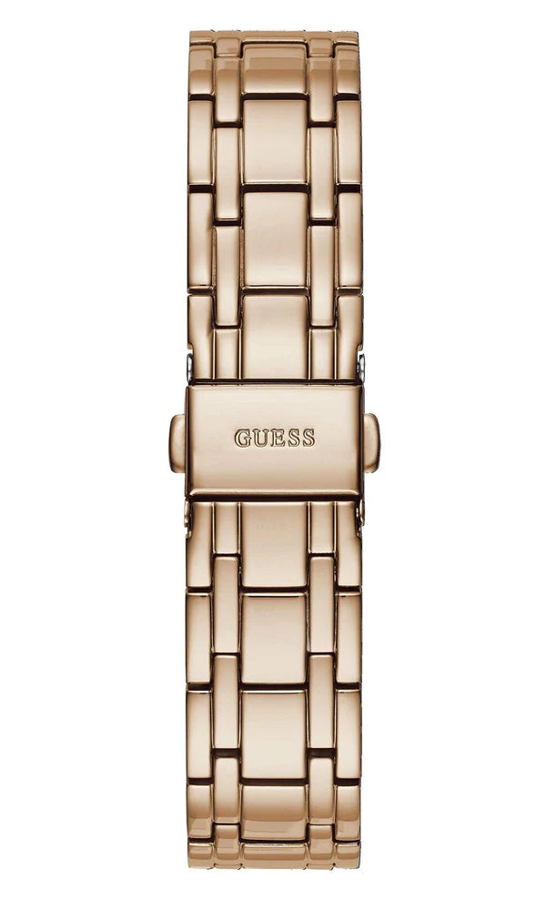 Guess Crystal Diamonds Rose Gold Dial Rose Gold Steel Strap Watch For Women - W11069L1