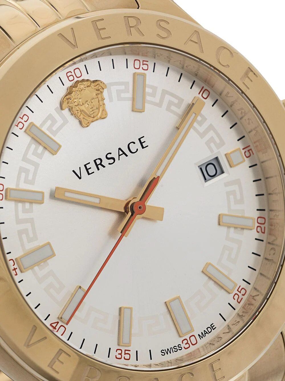 Versace Hellenyium Analog White Dial Gold Steel Strap Watch for Men - VEVK00720