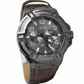 Guess Rigor Analog Quartz Black Dial Brown Leather Strap Watch For Men - W0040G2