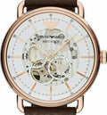 Emporio Armani Meccanico Automatic White Dial Brown Leather Strap Watch For Men - AR60027