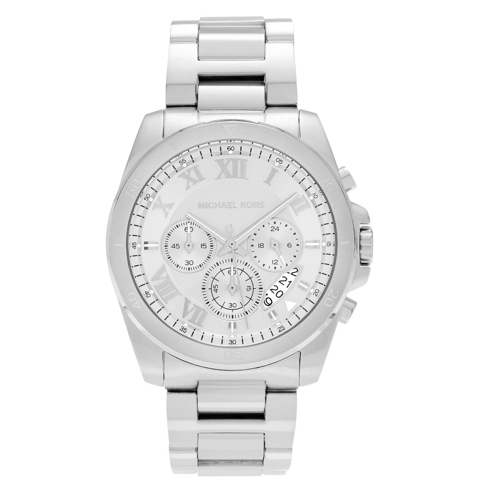 Michael Kors Brecken Chronograph Silver Dial Silver Steel Strap Watch For Women - MK8562