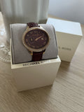 Michael Kors Whitley Quartz Burgundy Dial Burgundy Leather Strap Watch For Women - MK2430