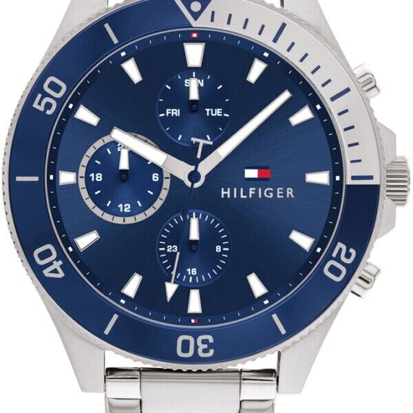 Tommy Hilfiger Larson Chronograph Blue Dial Silver Steel Strap Watch For Men - 1791917