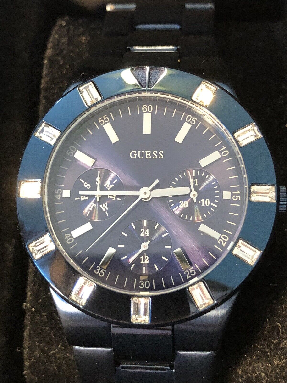 Guess Glisten Analog Blue Dial Blue Steel Strap Watch for Women - W0027L3