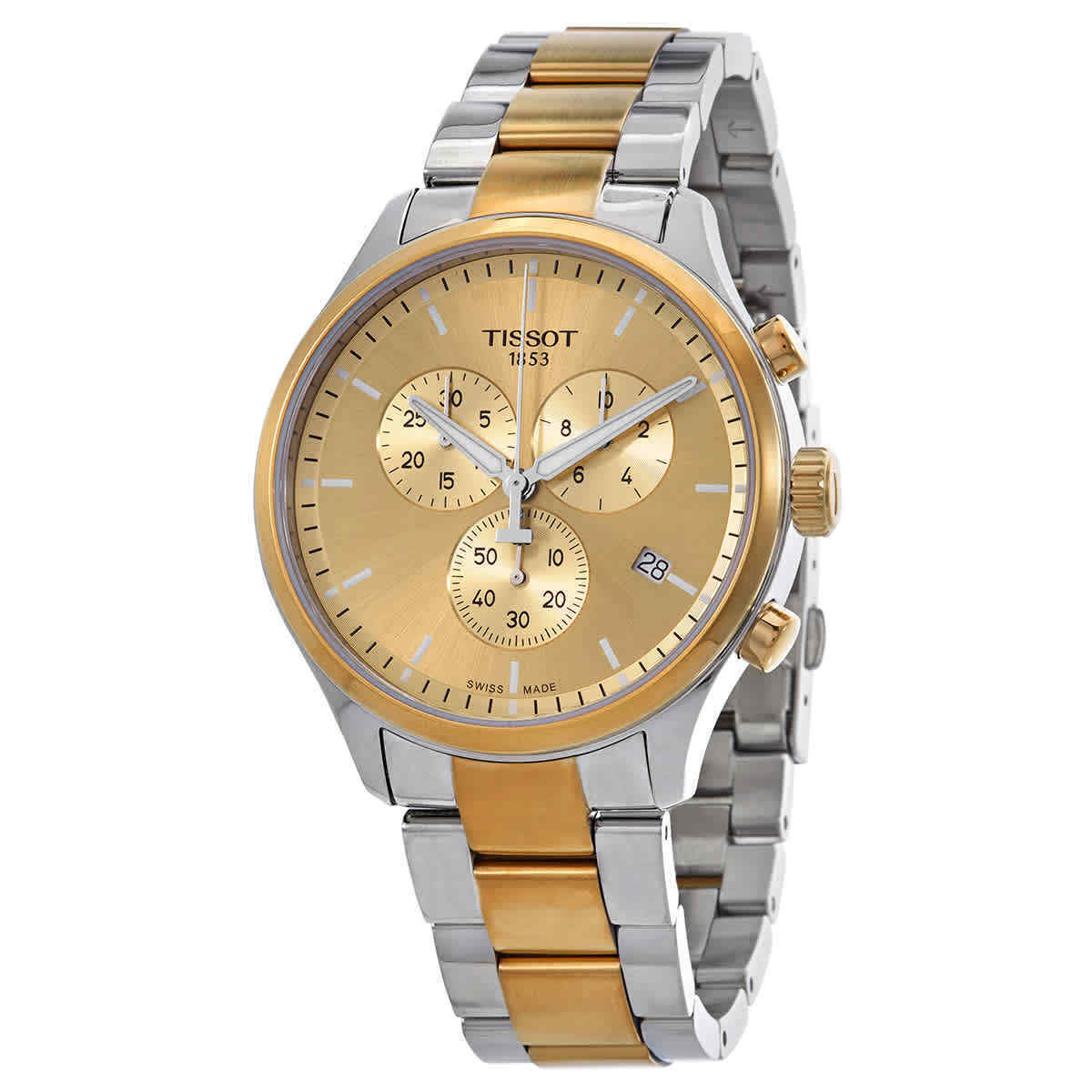 Tissot T Sport Chrono XL Classic Gold Dial Two Tone Steel Strap Watch for Men - T116.617.22.021.00