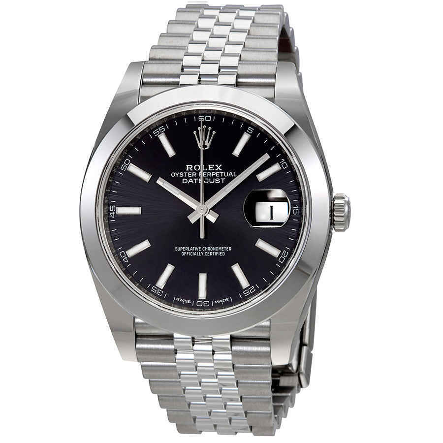 Rolex Datejust 41 Oyster Black Dial Oystersteel Jubilee Bracelet Watch for Men - M126300-0012