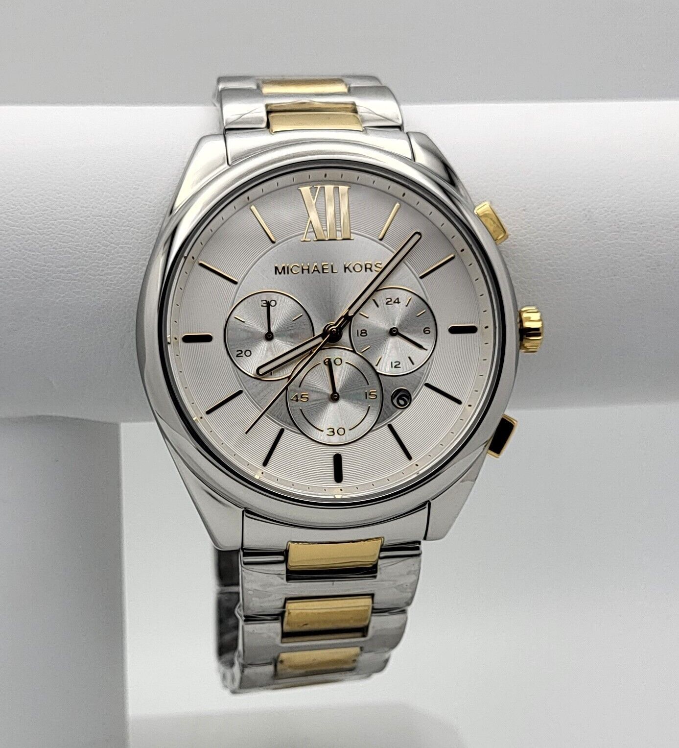 Michael Kors Janelle Chronograph Silver Dial Two Tone Steel Strap Watch For Men - MK8994