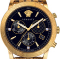 Versace Sport Tech Chronograph Black Dial Gold Steel Strap Watch for Men - VELT00419