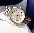 Michael Kors Brecken Chronograph White Dial Two Tone Steel Strap Watch For Women - MK6368