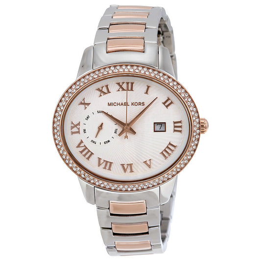 Michael Kors Whitley Analog White Dial Two Tone Steel Strap Watch For Women - MK6228