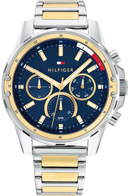 Tommy Hilfiger Mason Chronograph Quartz Blue Dial Two Tone Steel Strap Watch For Men - 1791937