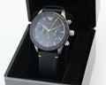 Emporio Armani Mario Chronograph Black Dial Black Leather Strap Watch For Men - AR11325