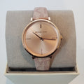 Michael Kors Jayne Three Hand Rose Gold Dial Pink Leather Strap Watch For Women - MK7130