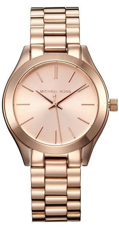 Michael Kors Mini Slim Runway Chronograph Quartz Rose Gold Dial Rose Gold Steel Strap Watch For Women - MK3205