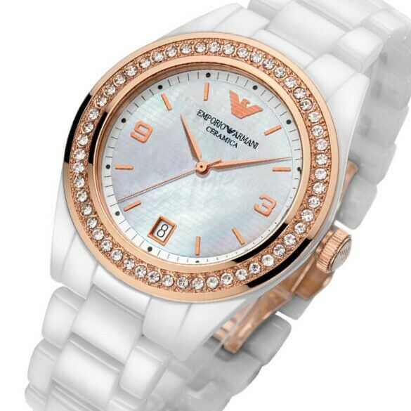 Emporio Armani Ceramica Mother of Pearl Dial White Ceramic Dial Watch For Women - AR1472