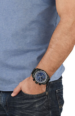 Versace V-Ray Chronograph Quartz Blue Dial Black Steel Strap Watch For Men - VE2I00521