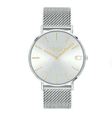 Coach Charles Silver Dial Silver Mesh Bracelet Watch for Men - 14602439