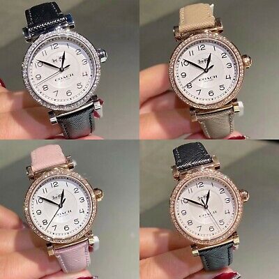 Coach Madison Diamonds White Dial Beige Leather Strap Watch for Women - 14503394