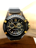 Versace Icon Active Chronograph Black Dial Black Steel Strap Watch for Men - VEZ700421