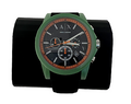 Armani Exchange Outerbanks Chronograph Black Dial Black Silicone Strap Watch For Men - AX1348