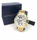 Tommy Hilfiger Iconic Quartz White Dial Gold Steel Strap Watch for Men - 1791538