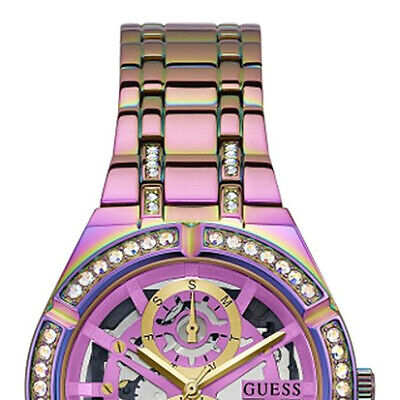 Guess Allara Quartz Purple Dial Purple Steel Strap Watch For Women - GW0604L4