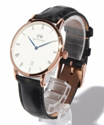 Daniel Wellington Dapper Reading White Dial Black Leather Strap Watch For Women - DW00100118