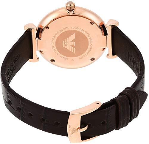 Emporio Armani Classic Quartz Pink Dial Brown Leather Strap Watch For Women - AR1911