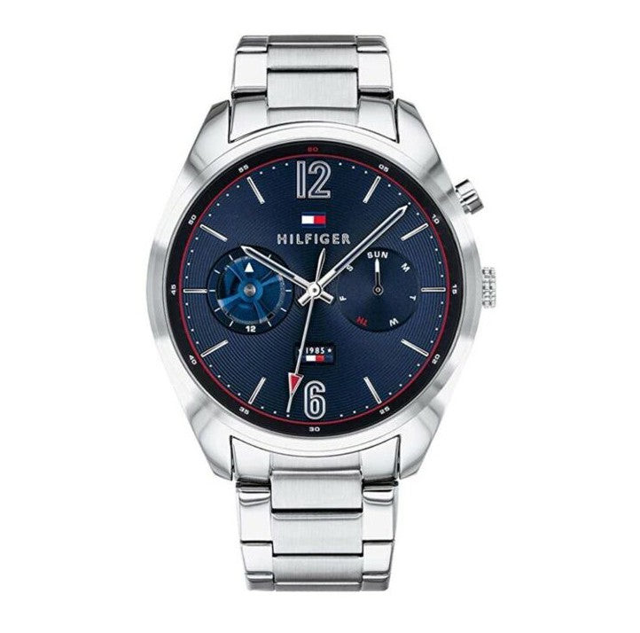 Tommy Hilfiger Deacan Blue Dial Silver Steel Strap Watch for Men - 1791551