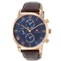 Tommy Hilfiger Kane Chronograph Quartz Blue Dial Brown Leather Strap Watch for Men - 1791399