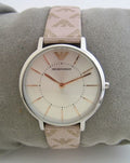 Emporio Armani Classic White Dial Beige Leather Strap Watch For Women - AR11008