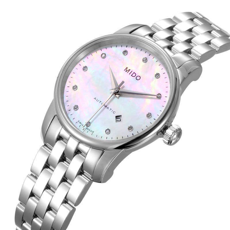 Mido Baroncelli Automatic Mother Of Pearl Dial Silver Steel Strap Watch For Women - M7600.4.69.1