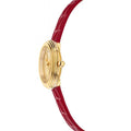 Versace Virtus Mini Quartz Gold Dial Red Leather Strap Watch For Women - VET300521