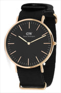 Daniel Wellington Classic Cornwall Black Dial Black Nylon Strap Watch For Women - DW00100148